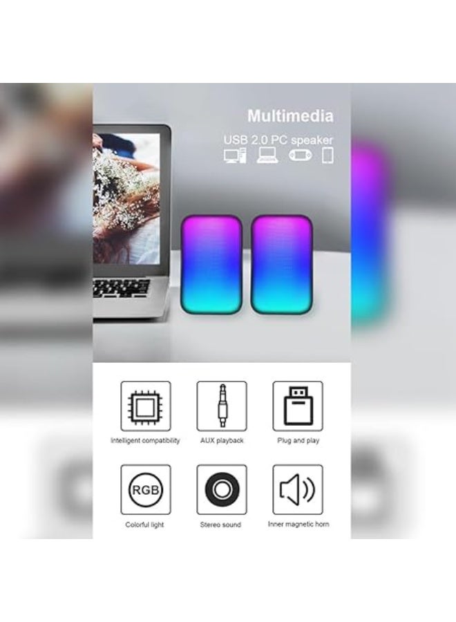 Faster FS-71 Computer Speakers USB Gaming Speakers with Colorful LED Light- Stereo Mini - Image 4