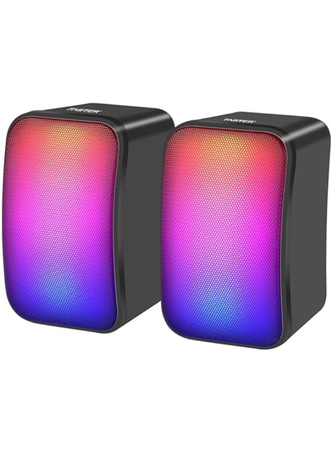 Faster FS-71 Computer Speakers USB Gaming Speakers with Colorful LED Light- Stereo Mini - Image 1