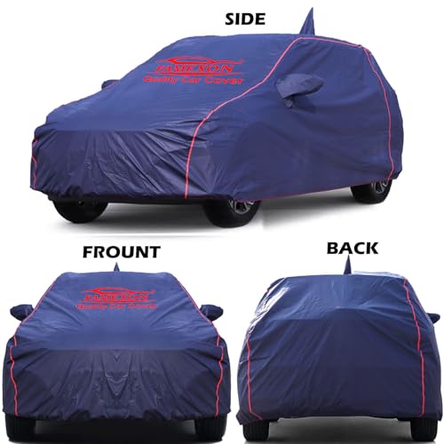 FAMEXON Waterproof Car Body Cover Compatible for Triber Triple Layer Inner Fabric with Mirror Pockets and Pipein Design Protects from Animals, Heat, Rain & UV Rays (Undark Blue) - Image 4