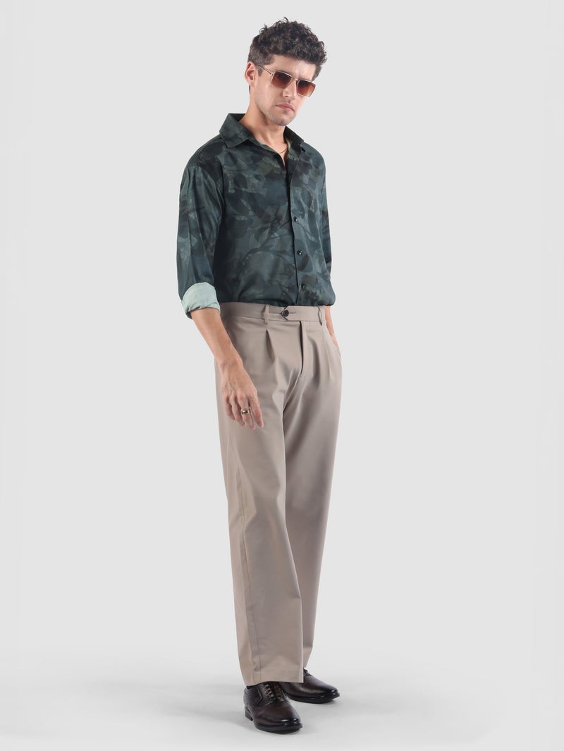 بيونغ قميص فيسكوز بطبعة استوائية رمادية - Image 4