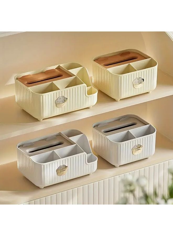 Large Milk White Gray Tissue Box Holder With Remote Control Storage European Style - Image 2