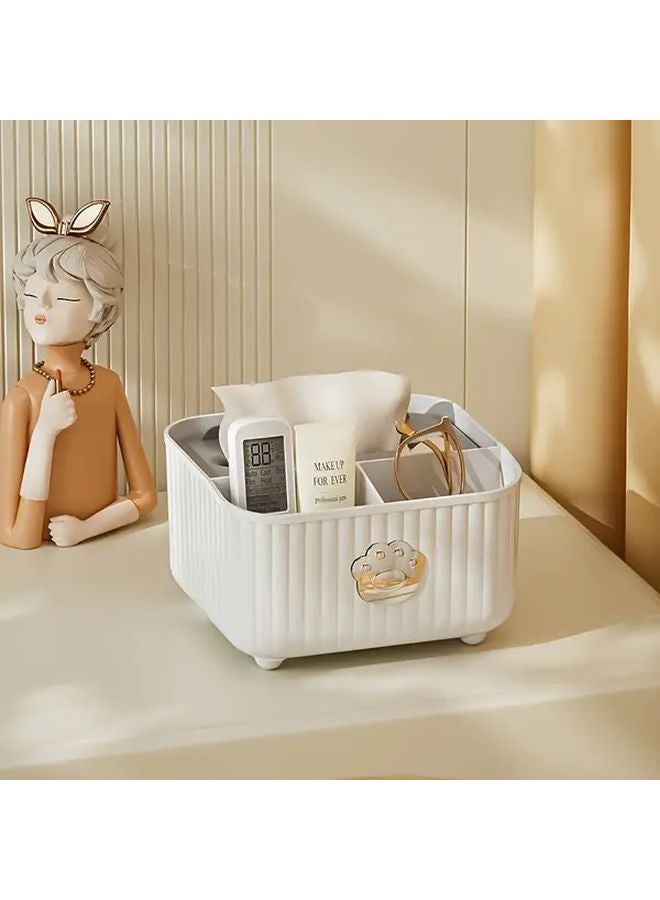 Large Milk White Gray Tissue Box Holder With Remote Control Storage European Style - Image 5