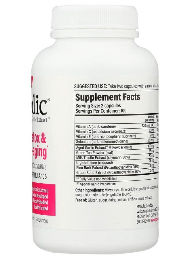 Kyolic Garlic Formula 105 Detox & Anti-Aging (200 Capsules) - Image 4
