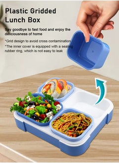 TAPIT 1000ml Lunch Box for Kids, Student BPA-free Plastic Bento Box for School, Leakproof Food Container with Lids for Babies, Boys and Girls (Blue)  - Image 2