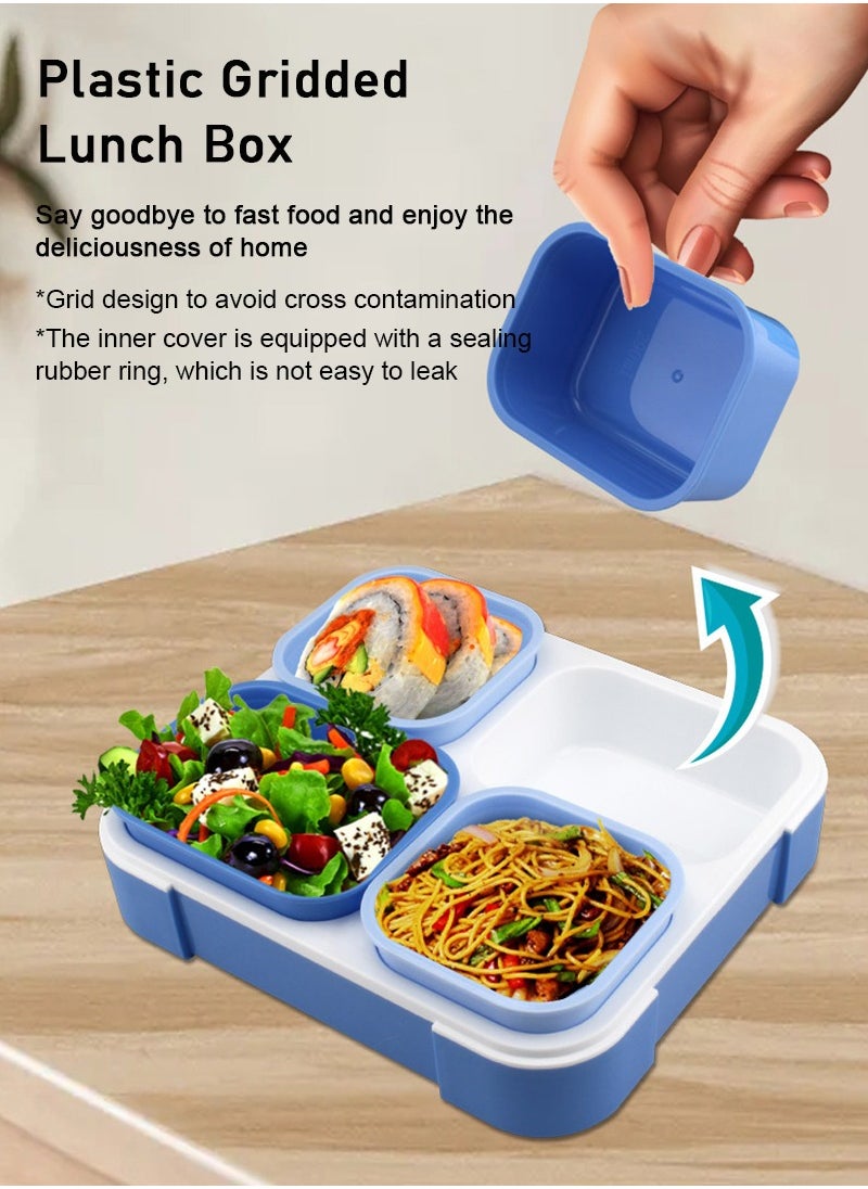 TAPIT - 1000ml Lunch Box for Kids, Student BPA-free Plastic Bento Box for School, Leakproof Food Container with Lids for Babies, Boys and Girls (Blue) - Image 1