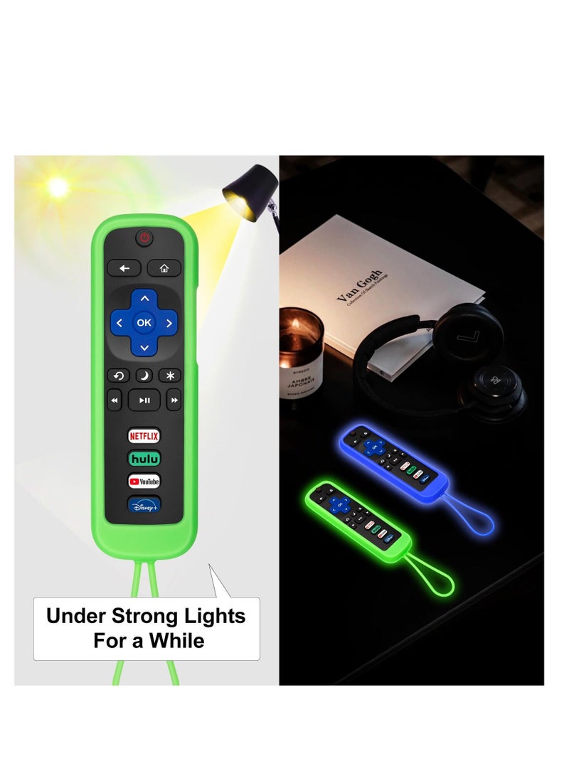 Y&D (Pack of 2) Remote Control Cover for Roku-Remote, Case All Roku TV Remote/TCL Silicone Protective Sleeve Skin Glow in The Dark(Green/Blue) - Image 3