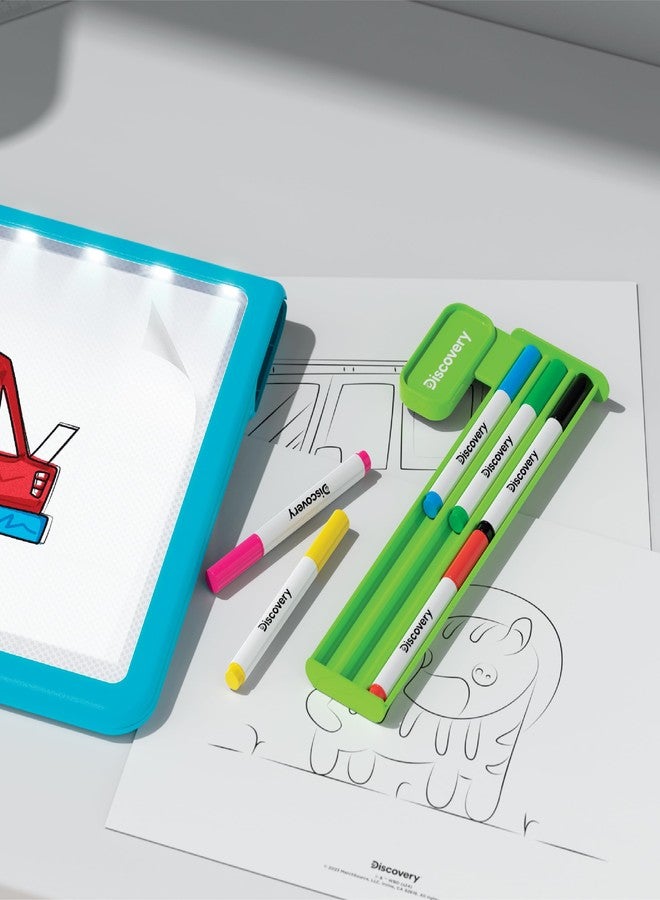 Discovery™ Glow Tracing Light-Up Art Tablet - Includes 10 Templates, 10 Blank Sheets, 6 Washable Markers| Writing Drawing Tablet for Kids| Craft Kit for Boys Girls| Doodle Board Drawing Pad Toy Gift - Image 3