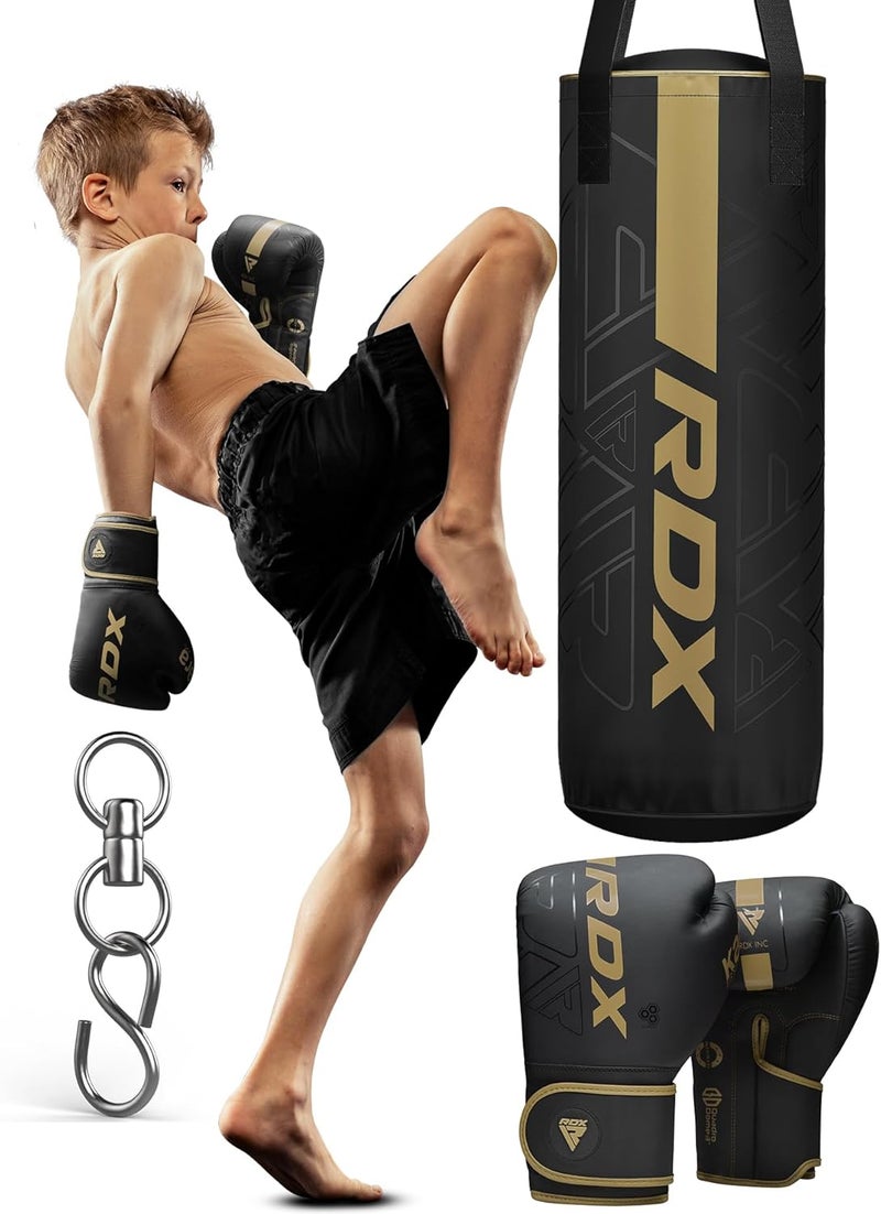 Rdx Kids Unfilled Punching Bag Set 2FT with Boxing Gloves, Non Tear Maya Hide Leather Kara Junior Hanging Bag for Kickboxing MMA Muay Thai Taekwondo Karate BJJ Strength Training, Home Gym Equipment - Image 1