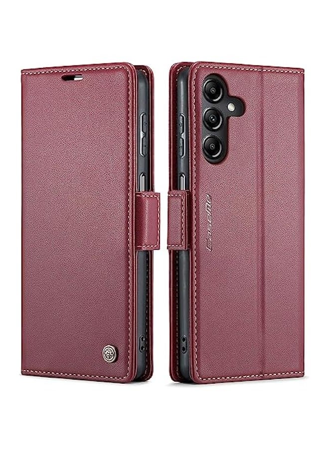 Premium RFID Blocking Wallet Case for Samsung Galaxy A15 4G\/5G - Wine Red - Image 1