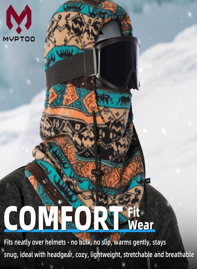 MVPTOO Balaclava Fleece Ski Mask for Men Women Winter Face Masks Windproof Hooded Scarf Cold Weather Hat Neck Warmer(Black), Bohemian, One size - Image 5