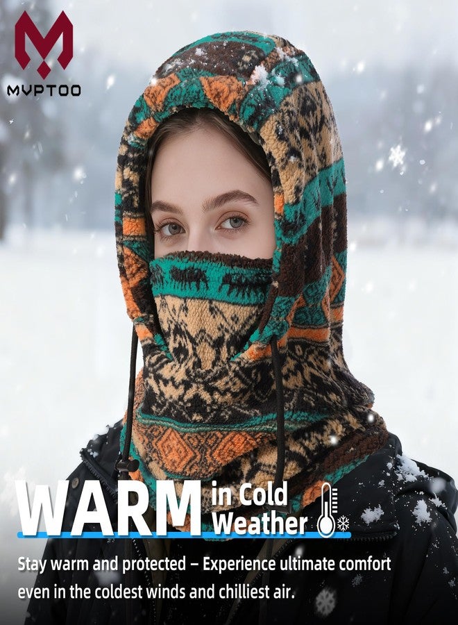 MVPTOO Balaclava Fleece Ski Mask for Men Women Winter Face Masks Windproof Hooded Scarf Cold Weather Hat Neck Warmer(Black), Bohemian, One size - Image 3