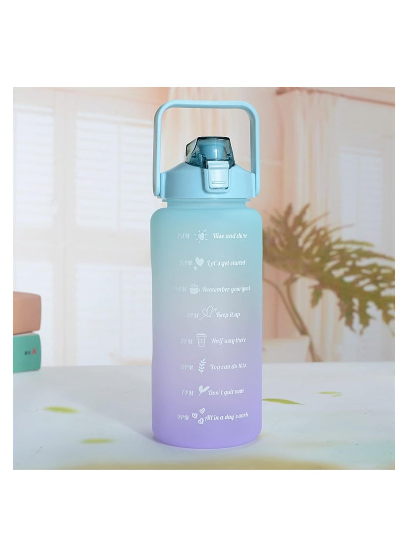 Cool Baby Style 2L Water Bottle with Straw 64 oz Inspirational Sports Water Bottle with Time Capacity Marking BPA Free Large Fitness Cycling Water Bottle  (Green) - Image 5