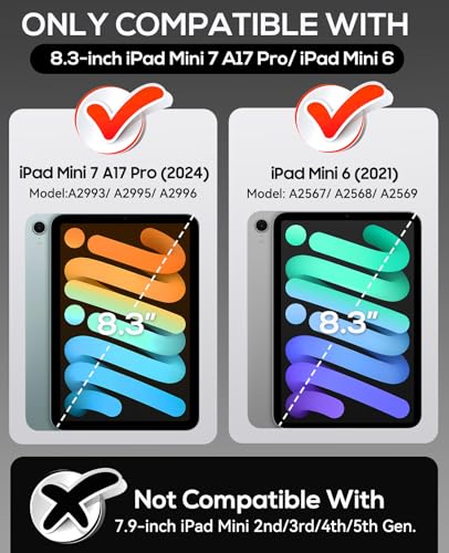 Cantis Case for iPad mini 7 A17 Pro 2024/ iPad mini 6 2021 8.3 Inch, Heavy Duty Shockproof Cover for iPad mini 7th/ 6th Generation 8.3" with Pencil Holder, Black - Image 2