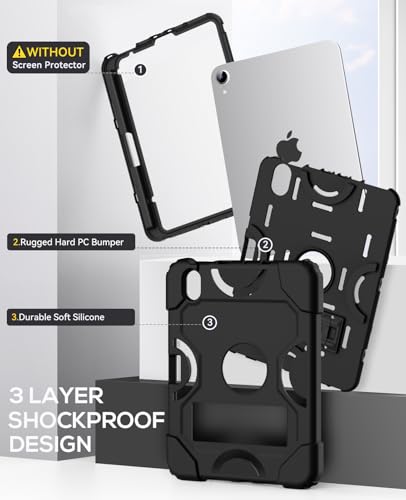 Cantis Case for iPad mini 7 A17 Pro 2024/ iPad mini 6 2021 8.3 Inch, Heavy Duty Shockproof Cover for iPad mini 7th/ 6th Generation 8.3" with Pencil Holder, Black - Image 4