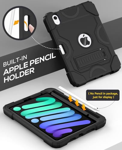 Cantis Case for iPad mini 7 A17 Pro 2024/ iPad mini 6 2021 8.3 Inch, Heavy Duty Shockproof Cover for iPad mini 7th/ 6th Generation 8.3" with Pencil Holder, Black - Image 5