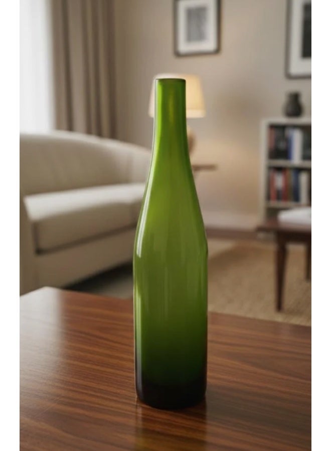 AKDC Green Bottle-Shape Glass Vase – Sleek Tall Decorative Accent – 29×6.5 cm - Image 1