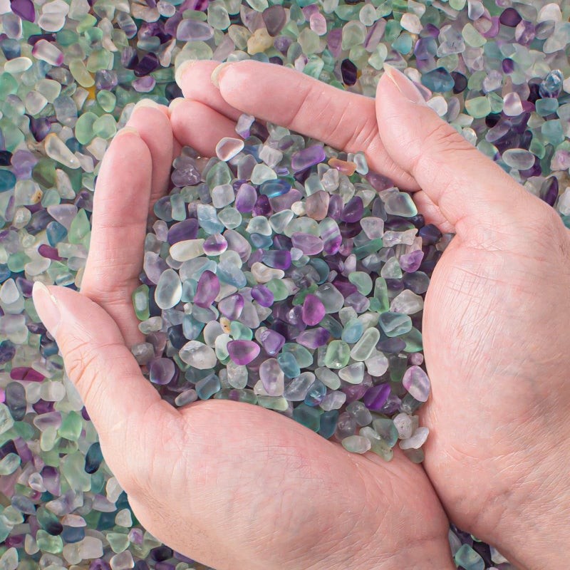 EZEELAI 0.5 Lb/230g Fluorite Crystal Chips Stones Decorative Crystal Pebbles, Irregular Shaped Natural Quartz Stones Aquarium Gravel Rocks for Vases Filler, Garden and Fish Tank Decoration - Image 1