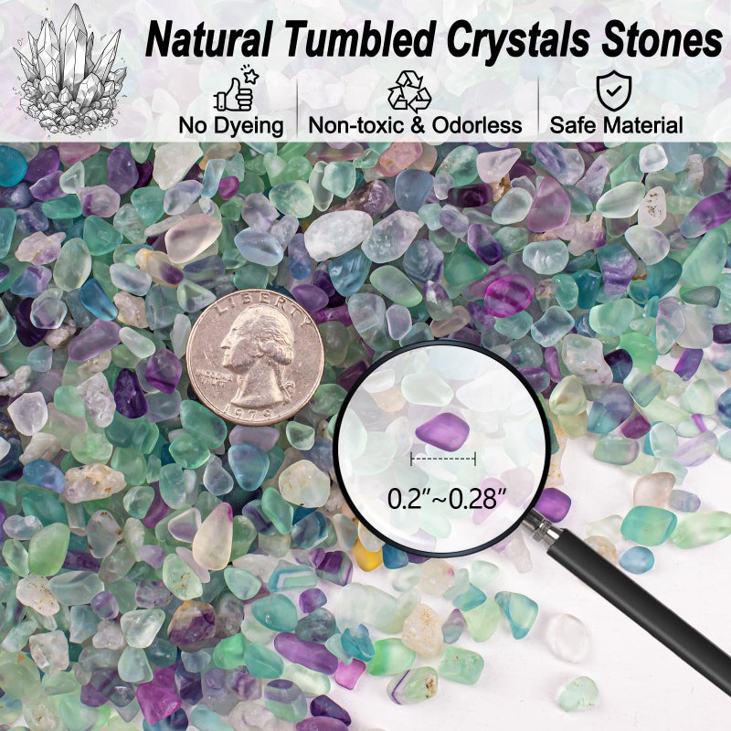 EZEELAI 0.5 Lb/230g Fluorite Crystal Chips Stones Decorative Crystal Pebbles, Irregular Shaped Natural Quartz Stones Aquarium Gravel Rocks for Vases Filler, Garden and Fish Tank Decoration - Image 2