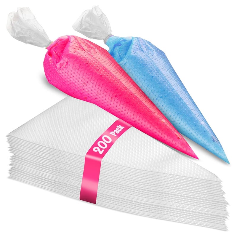 Set of 200  Anti Burst Piping Bags 12 Inch  Prestee Tipless Icing Bags  Durable Frosting Piping Bag Tools  Pastry and Cookie Decorating Supplies