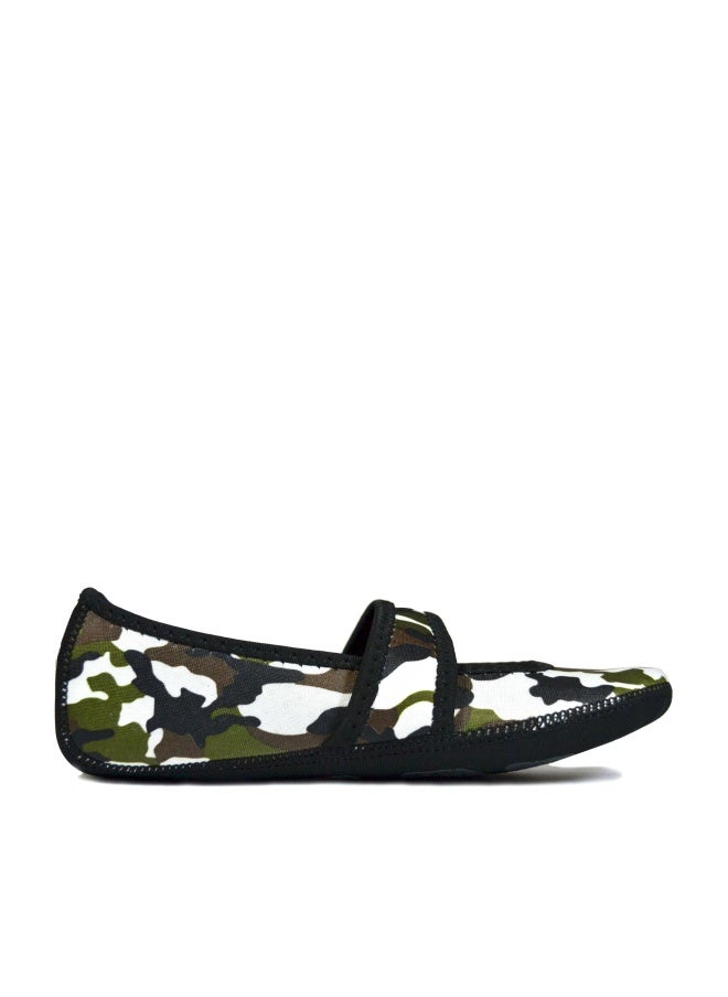 Nufoot Betsy Lou Women's Slippers, Foldable, Flexible Flats, Slipper Socks, Travel Slippers, Exercise Shoe, Dance Shoe, Yoga Socks, House Shoes, Indoor Shoes, Green Camouflage, X-Large - Image 1