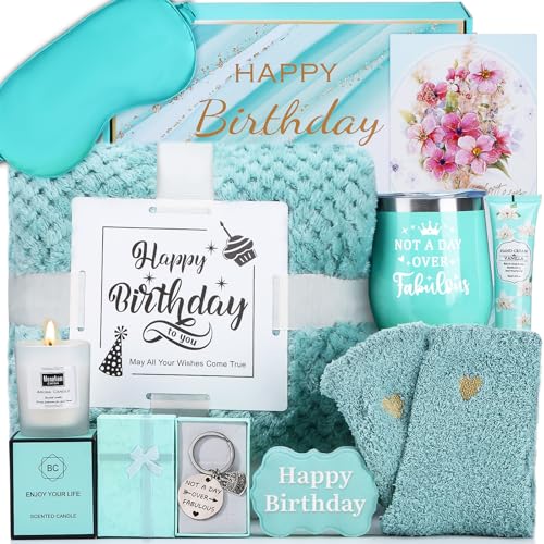 BaiCai Birthday Gifts for Women Happy Birthday Gifts for Mom Her Sister Best Friend Girlfriend Coworker Wife Bday Gift Ideas Unique Relaxing Spa Birthday Gift Basket for Women Care Package w Blanket - Image 1