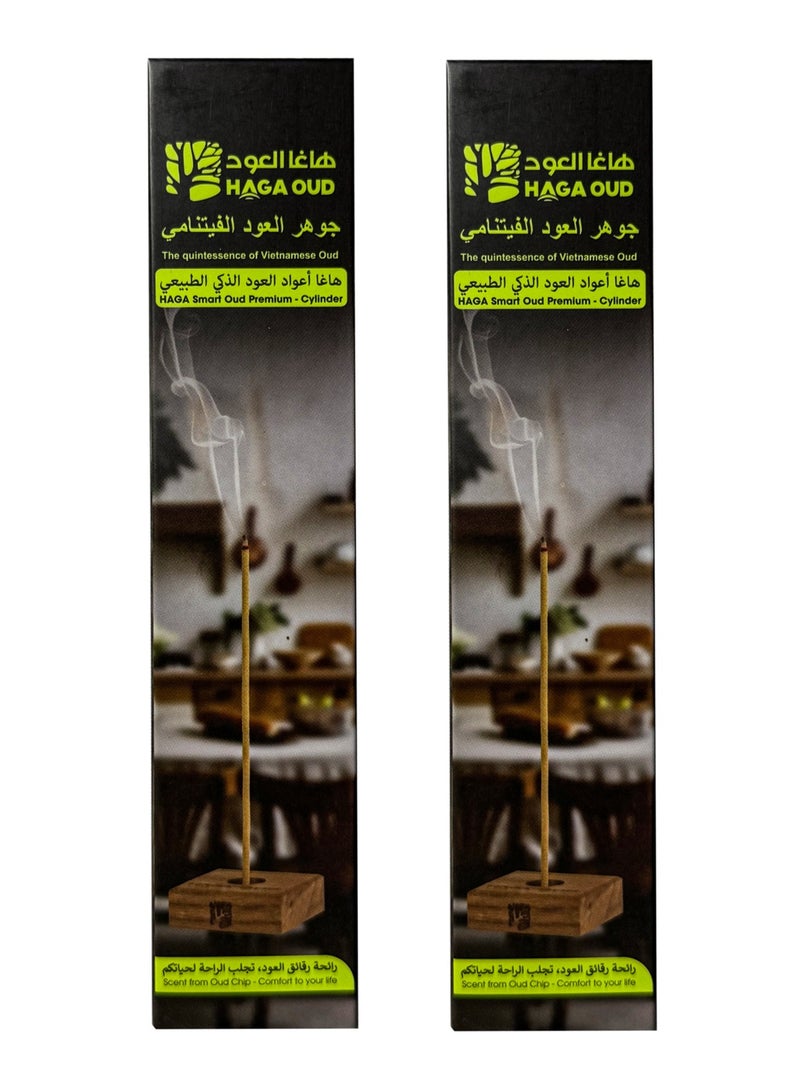 Haga Oud Vietnam Agarwood Incense Sticks - Premium SOY1s, 44 Sticks, 16cm Long, 3mm Thick, 25g - Natural, Chemical-Free Long-Lasting Fragrance for Home, Office & Meditation - Gift Box (Pack of 2) - Image 1
