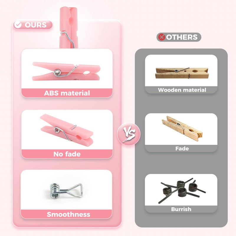 Peoin 100PCS Baby Shower Clothespins Games Girl Plastic Clothes Pin with Waterproof Bag Mini Pink Pin Bulk 1.37 inch for Party Decorations, DIY Crafts - Image 3