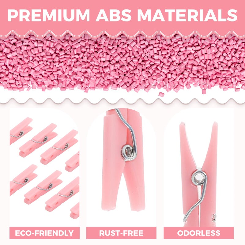 Peoin 100PCS Baby Shower Clothespins Games Girl Plastic Clothes Pin with Waterproof Bag Mini Pink Pin Bulk 1.37 inch for Party Decorations, DIY Crafts - Image 4