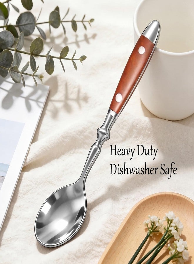 Cooluxry Dinner Spoons with Brown Bakelite Handle, Vintage Stainless Steel Soup Spoons, Dishwasher Safe (10pcs) - Image 3