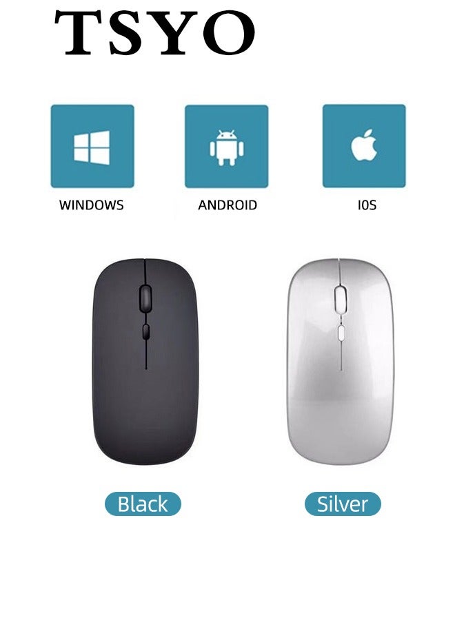 TSYO 600.0 mAh M40 Ultra-Thin Wireless Mouse , 2.4G Rechargeable Wireless Silent Mouse Ergonomic Design 3 Adjustable DPI Silver - Image 2