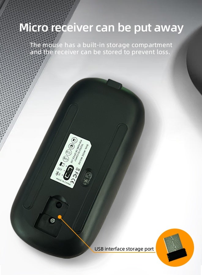 TSYO 600.0 mAh M40 Ultra-Thin Wireless Mouse , 2.4G Rechargeable Wireless Silent Mouse Ergonomic Design 3 Adjustable DPI Silver - Image 5