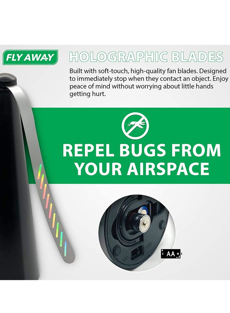 RATSAW 2 حزمة من مراوح الطيران للطاولات، مروحة طاردة للطيران في الأماكن المغلقة والخارجية مع شفرات ثلاثية الأبعاد تعمل بالبطاريات - Image 4