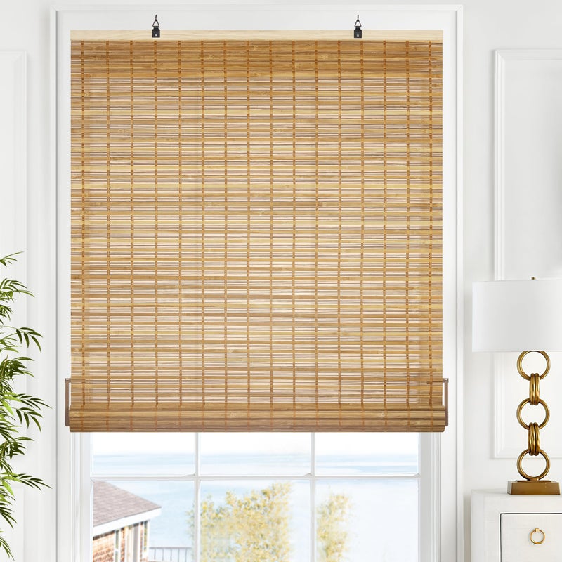 LazBlinds Cordless Bamboo Blinds Roll Up Shades for Windows Light Filtering Hanging Window Blinds Bamboo Shades for Patio IndoorOutdoor Porch 23 W x 72 H Squirrel