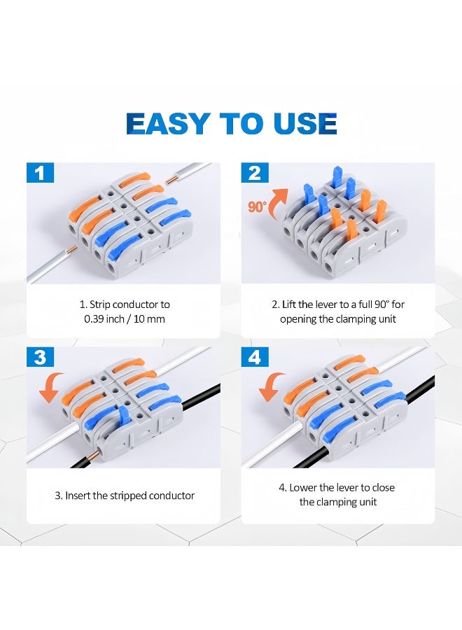 Angola Panda Lever Wire Connectors,60-Piece Quick Connect Electrical Splicing Kit for Compact Inline Terminals - 28-12 AWG, 1 in 1 out - Image 3