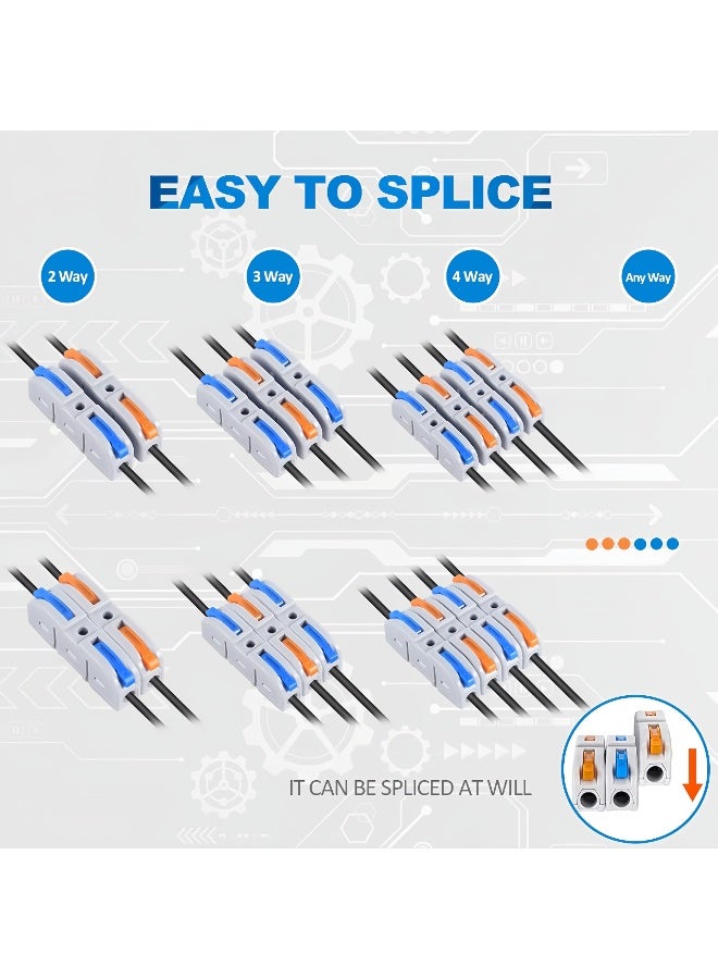 Angola Panda Lever Wire Connectors,60-Piece Quick Connect Electrical Splicing Kit for Compact Inline Terminals - 28-12 AWG, 1 in 1 out - Image 4