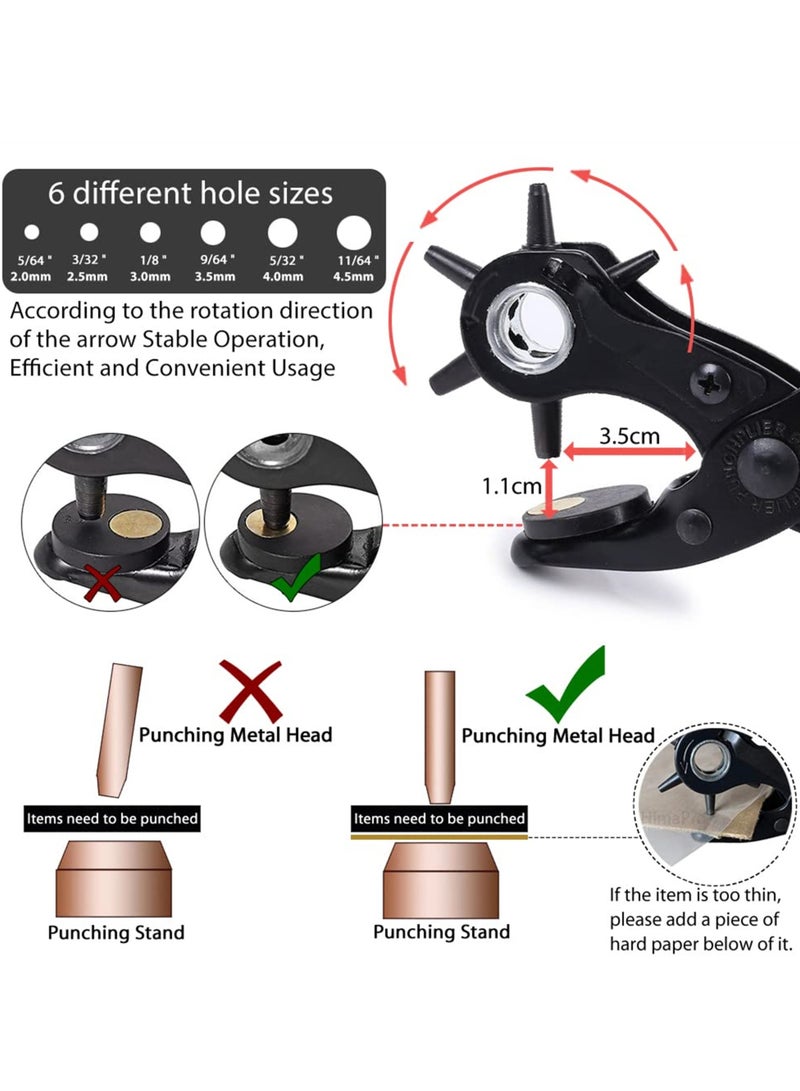 SYOSI Leather Hole Punch Tool for Belts, Watch Bands, Shoes, Fabric - Complete Kit for DIY Belt and Strap Adjustments with 100 Sets of Grommet Eyelets  - Image 3