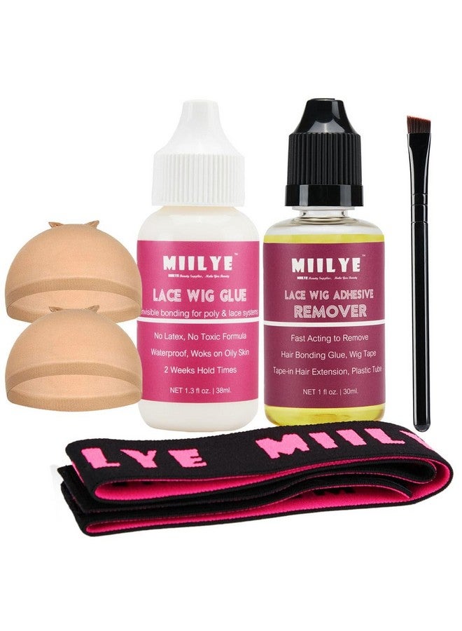 MIILYE Wig Glue and Remover For Front Lace Wig Set, Waterproof Sweat Proof Lace Front Glue Strong Hold Lace Glue For Wigs, Bond Glue for Lace Wigs, Invisible Hair Glue for Wigs Bonding Adhesive, White - Image 1