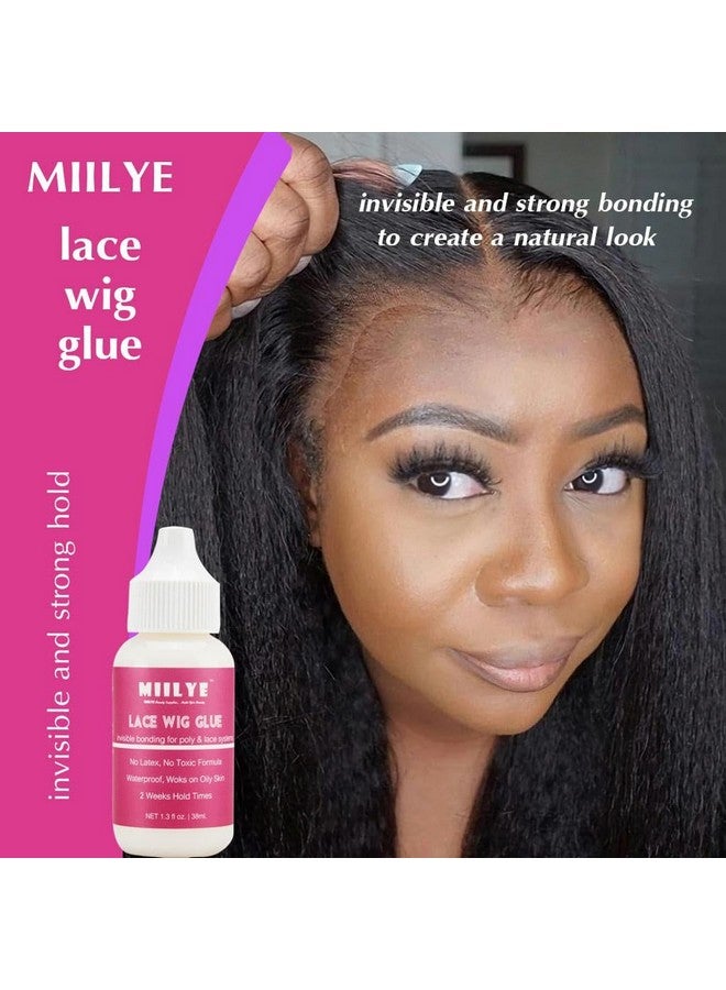MIILYE Wig Glue and Remover For Front Lace Wig Set, Waterproof Sweat Proof Lace Front Glue Strong Hold Lace Glue For Wigs, Bond Glue for Lace Wigs, Invisible Hair Glue for Wigs Bonding Adhesive, White - Image 4