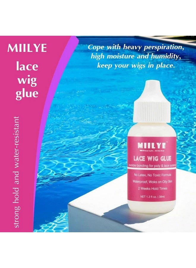MIILYE Wig Glue and Remover For Front Lace Wig Set, Waterproof Sweat Proof Lace Front Glue Strong Hold Lace Glue For Wigs, Bond Glue for Lace Wigs, Invisible Hair Glue for Wigs Bonding Adhesive, White - Image 2