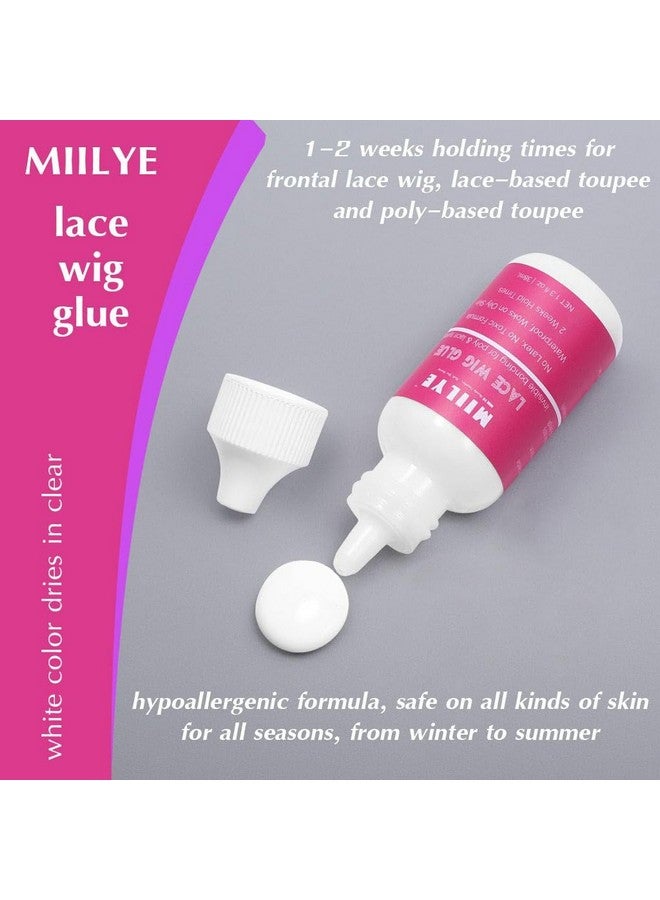 MIILYE Wig Glue and Remover For Front Lace Wig Set, Waterproof Sweat Proof Lace Front Glue Strong Hold Lace Glue For Wigs, Bond Glue for Lace Wigs, Invisible Hair Glue for Wigs Bonding Adhesive, White - Image 3