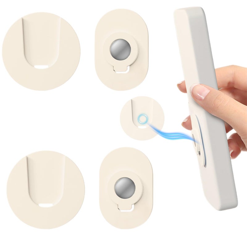 KOOSHLO Self-Adhesive Magnetic Remote Control Holder Wall Mount – No Drilling, Non-Marking Tape, Universal Organizer Stand for AC, TV, Fan Remote & Small Gadgets – Home & Office Use Pack of 2 (Beige) - Image 1
