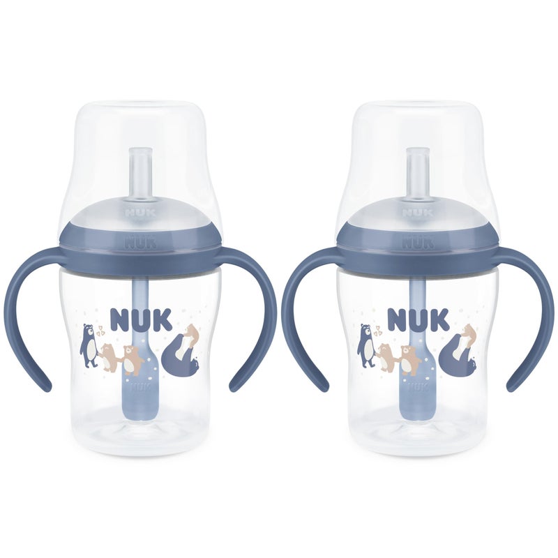 NUK Perfect Match Learner Straw Cup, 5 oz, 2 pack â€“ Soft Straw, Easy-Grip Handles, BPA Free, Spill Proof Transition Sippy Cup - Image 1