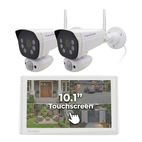 CasaCam Wireless Security Camera System Pro | 10.1” Touchscreen Monitor, 2 2K Floodlight Cameras | Indoor/Outdoor, No Monthly Fees, AI Detection, Two-Way Talk, 64GB SD, Model VS6102 - Image 1