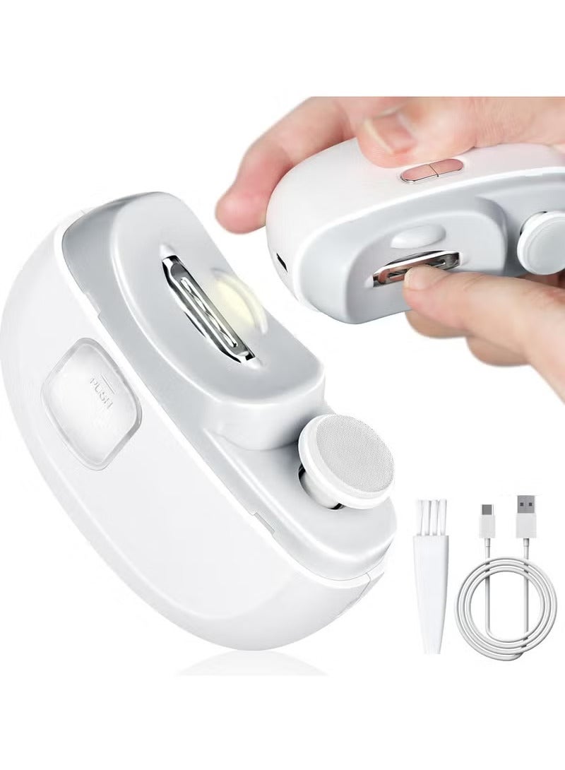 اترجسز طفل مسمار كليبرز ، Emeralune الكهربائية تلميع الأظافر كليبرز التلقائي برو ، مع ضوء كليبرز ، مانيكير كليبرز ، بيبي أدوات العناية بالشيخوخة ، كليبرز الأظافر الكهربائية ( أبيض ) - Image 1