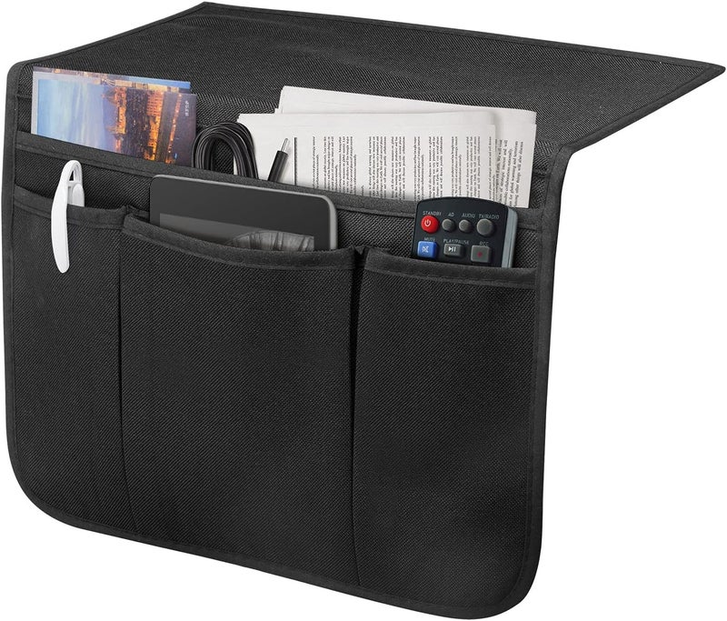 SYSOV Bedside Caddy Bedside Storage Organizer Magazine Phone Tablet iPad Remote Holder, Organizer Caddy for Home College Dorm Bed, Sofa, Bunk Bed (Black) - Image 1