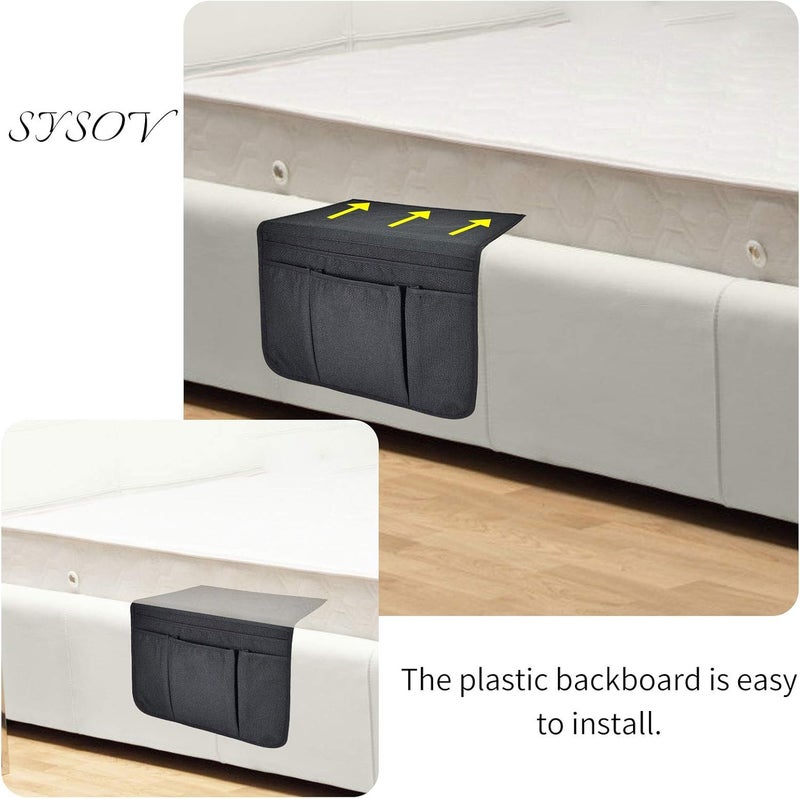 SYSOV Bedside Caddy Bedside Storage Organizer Magazine Phone Tablet iPad Remote Holder, Organizer Caddy for Home College Dorm Bed, Sofa, Bunk Bed (Black) - Image 4