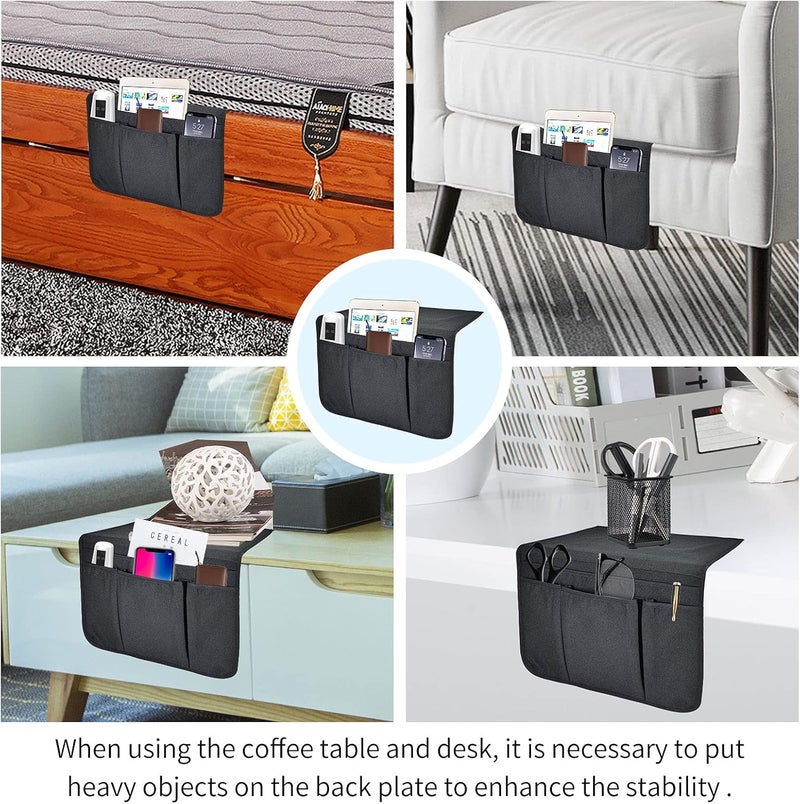 SYSOV Bedside Caddy Bedside Storage Organizer Magazine Phone Tablet iPad Remote Holder, Organizer Caddy for Home College Dorm Bed, Sofa, Bunk Bed (Black) - Image 5