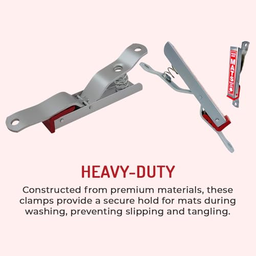HI-TECH Car Wash Mat Clamps - Heavy Duty Wall Mount Floor Mat Holders - Secure, Durable, and Easy to Install - Ideal for Home Garages and Auto Shops - 1 Pack (Red) - Image 3