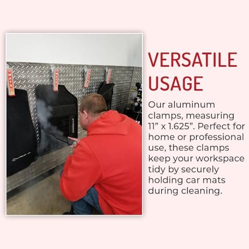 HI-TECH Car Wash Mat Clamps - Heavy Duty Wall Mount Floor Mat Holders - Secure, Durable, and Easy to Install - Ideal for Home Garages and Auto Shops - 1 Pack (Red) - Image 5