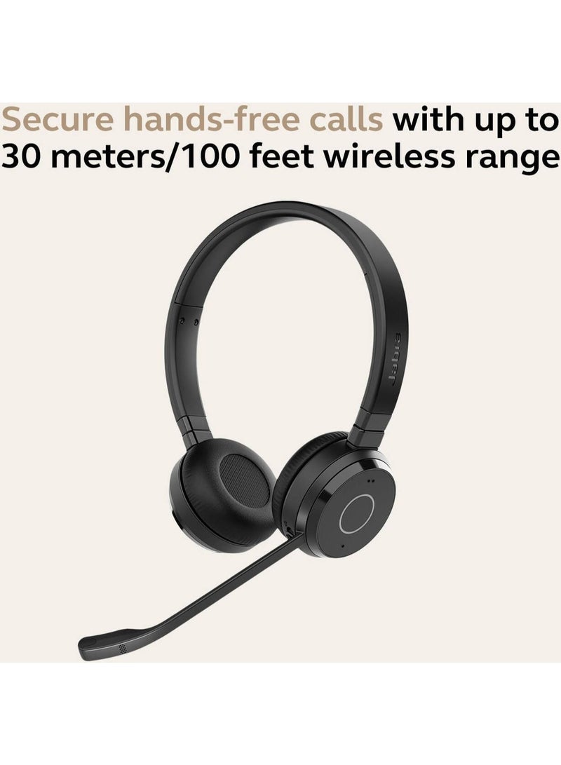 Jabra 300 mAh Evolve 65 TE Bluetooth Headset with USB Adapter, Dual Device Connectivity, Noise Cancelling Mic, 16 Hour Battery, UC/Teams Certified, On-Ear Stereo, Black | 6699-839-409 Black - Image 4